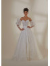 Beaded Ivory Lace Tulle Corset Back Fairytale Wedding Dress